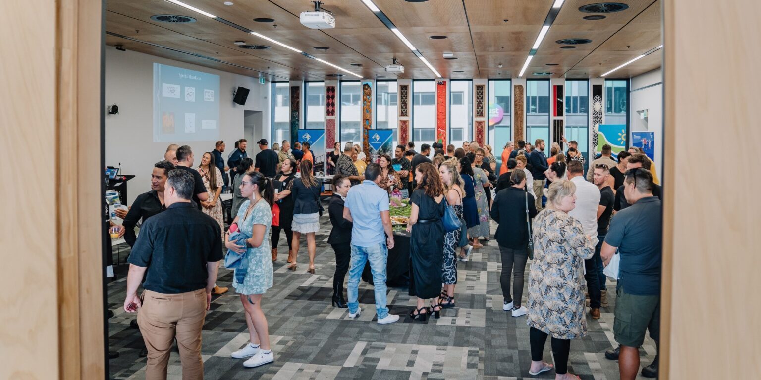 View from the entrance to the Te Manawaroa Room doors of the University of Waikato, the location of the successful Amotai: Meet the Buyers event.